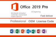 Ordinateur Microsoft Office 2019 pro plus la clé, clé 2019 d'OEM de bureau de 32bit 64bit